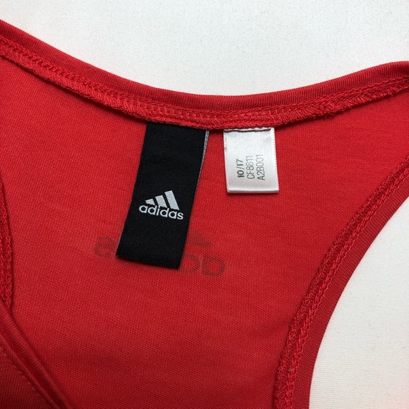adidas White Logo Orange Red Racerback Tank Top S - Picture 7 of 10